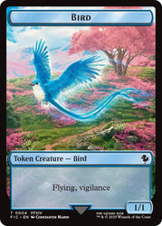 Bird // Hero (0028) Double-Sided Token (Surge Foil) [FINAL FANTASY Commander Tokens]