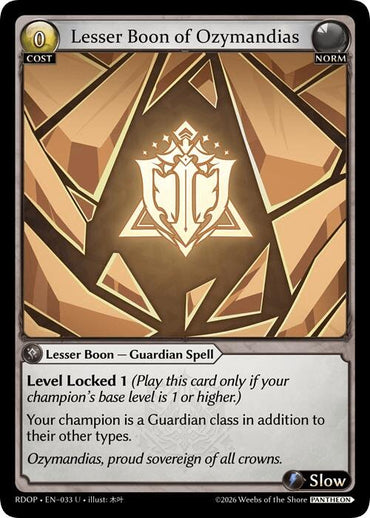 Lesser Boon of Ozymandias (33) [Radiant Origins: Pantheon]