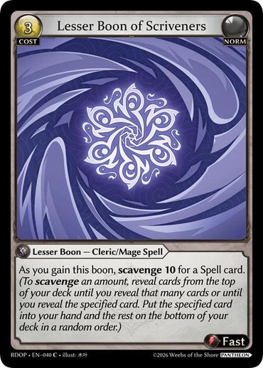 Lesser Boon of Scriveners (40) [Radiant Origins: Pantheon]